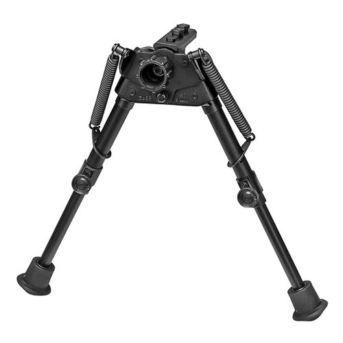 Le bipied S-BR2-MLOK Harris est léger à 11,3 oz, s'étend de 6" à 9", s'attache directement à un M-Lok et compense le terrain inégal avec ses jambes auto-nivelantes.