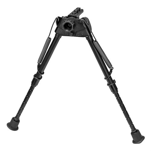 Il bipiede S-LM-MLOK HARRIS è ultraleggero (12,6 oz), si estende da 9" a 13", si attacca a un handguard M-Lok e ha gambe a notches per un rapido dispiegamento.