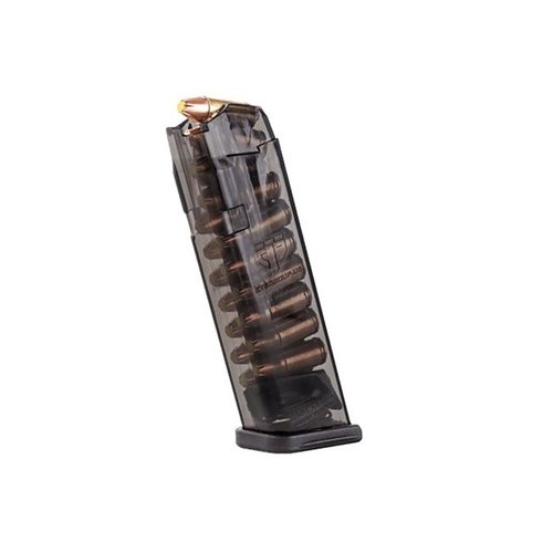 Les chargeurs transparents ETS pour Glock® te permettent de voir rapidement le nombre de cartouches et le type de munitions, tout en offrant une résistance exceptionnelle.