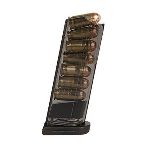 Les chargeurs en polymère translucide ETS pour Glock 42 offrent une capacité de 7 coups, une reconnaissance facile de l'état, et une résistance à la déformation.