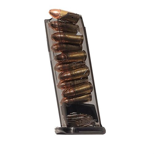Caricatore 10 colpi per Glock® 43X/48, resistente agli urti, facile da smontare, corpo traslucido per monitorare le munizioni, garanzia a vita.