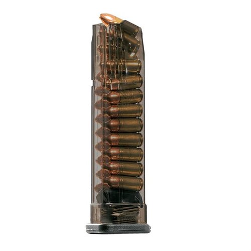 Il caricatore SMITH & WESSON M&P 9mm offre una capacità di 21 colpi, resistenza agli impatti e ai prodotti chimici, e un design ergonomico per un facile utilizzo.