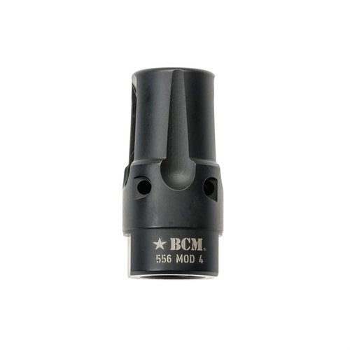 Le compensateur BCMGUNFIGHTER Mod 4-5.56 réduit le recul, la signature de flamme et le bruit, tout en offrant une résistance à la corrosion et une installation facile.