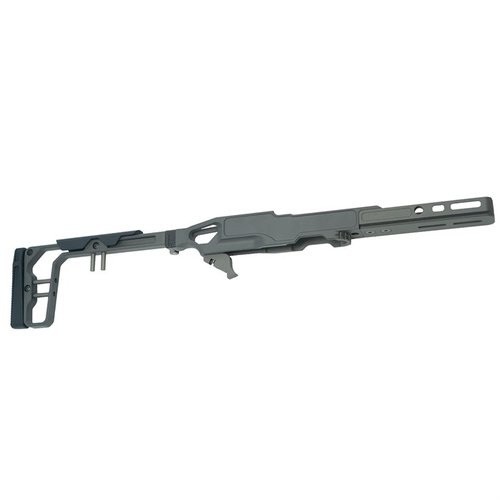 Das LaChassis 10/22 bietet eine leichte, modulare Basis mit verstellbarem Schaft, Picatinny-Montage und klappbarem Stock für präzises Schiessen.