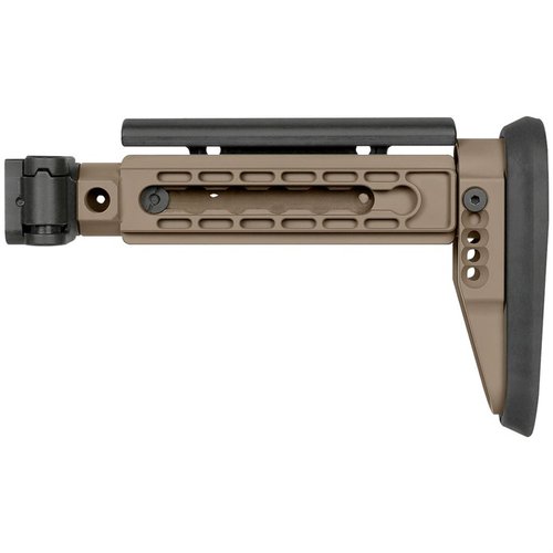 Der AK ALPHA Series Folding Stock bietet eine robuste, verstellbare Konstruktion, die sich leicht anpassen lässt und mit 3 QD Sling-Anschlüssen ausgestattet ist.