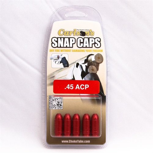 Les Snap Caps 45 ACP en aluminium te permettent de pratiquer le tir à sec sans abîmer ton arme, tout en absorbant l'impact du percuteur.