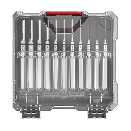 Das ACCU-PUNCH Roll Pin Punch Set von REAL AVID bietet dir 11 präzise, korrosionsbeständige Werkzeuge aus gehärtetem Stahl für die optimale Waffenmodifikation.