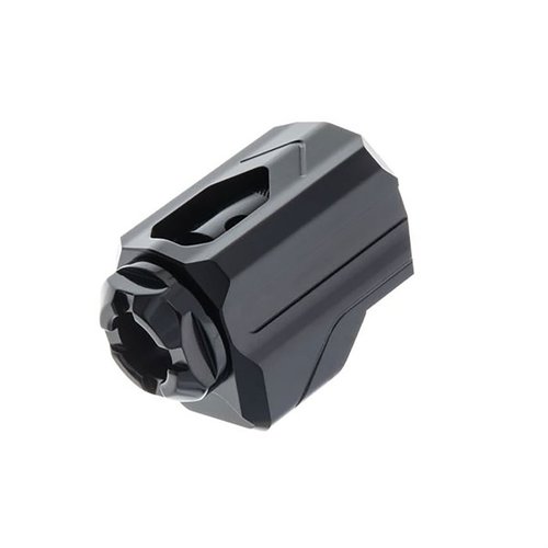 Il compensatore Uni-Comp di Tyrant CNC riduce il rinculo e il sollevamento della volata, si adatta a qualsiasi canna 9mm ½-28 senza modifiche.