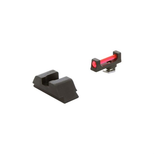 Die AMERIGLO RANGE FIBER OPTIC SIGHT SET für Glock® Gen 5 bietet schnelle Zielerfassung und präzise Genauigkeit mit robustem Design und rotem Fiber Optic.