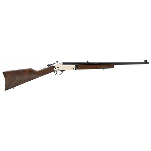 Fucile a colpo singolo in ottone 44 Magnum/44 Special con canna da 22", legno di noce americano, sicuro e facile da usare, perfetto per caccia e tiro.