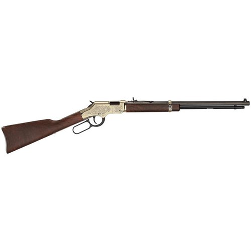 Il fucile lever action Golden Boy Deluxe Engraved 4a Edizione 22LR è un'opera d'arte funzionale con incisioni ornate, legno di noce americano e azione fluida.