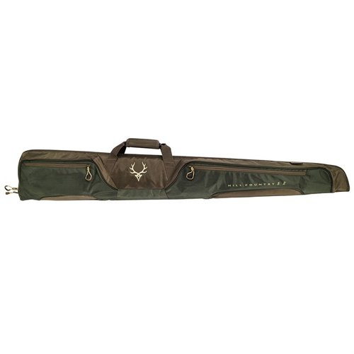 Il Hill Country II Shotgun Case è realizzato in robusto 1680D, con imbottitura in schiuma densa e fodera in pile, offrendo protezione e ampio spazio per accessori.