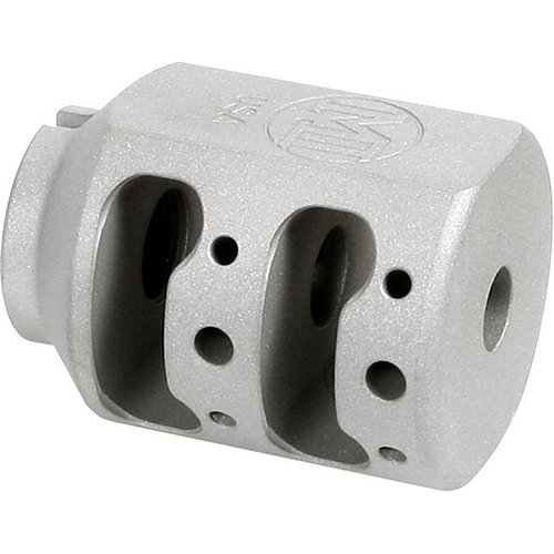 L'ALPHA TANK BRAKE offre una riduzione massima del rinculo grazie al design a doppia camera, costruito in acciaio inox 416, con finitura Blast o Black Nitride.