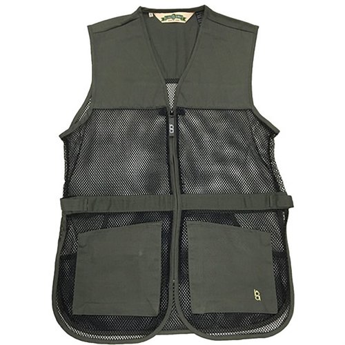 Le gilet de tir BOB ALLEN en mesh léger offre une ventilation optimale, des coussins doubles pour tireurs gauchers ou droitiers et des poches pratiques.