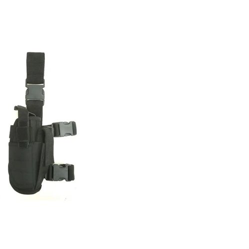 L'holster drop leg Cactus Jack è completamente regolabile, realizzato in 600 Denier, con attacco rapido per cintura e supporto per pistole comuni come Glock 17 e Beretta 92.