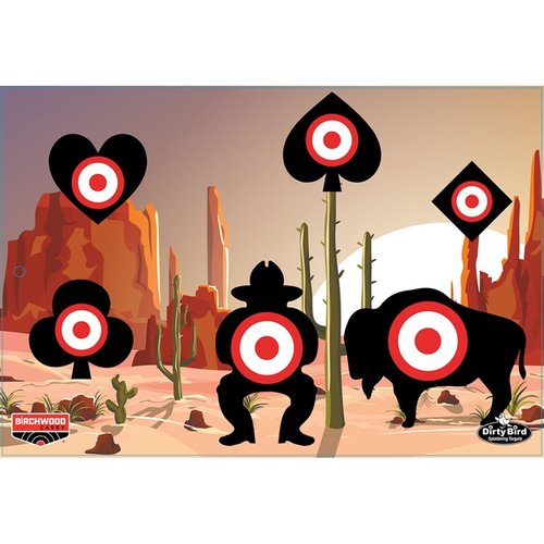 I bersagli BIRCHWOOD CASEY DIRTY BIRD ACES HIGH 12 x 18" offrono un contrasto superiore, costruzione robusta e sono ideali per tutti i tipi di tiro con pistola.