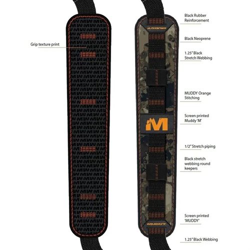 La sangle SUMMIT RIDGE offre confort et durabilité grâce à son néoprène souple, réduit le poids ressenti, et dispose d'un Anti-slip Gripper et de porte-cartouches.