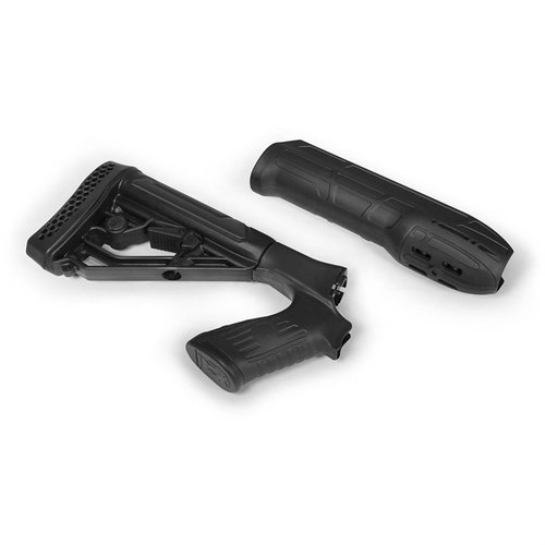 L'EX Performance Adjustable Pistol Grip Stock per Mossberg 500/590/88 offre regolazione rapida, costruzione in polimero resistente e attacco per slinga integrato.