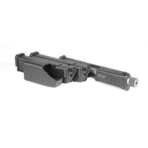 Transforme ton Glock 19X/45 en 22lr avec ce kit de conversion, idéal pour économiser au stand et apprendre à tirer en toute sécurité avec deux chargeurs de 15 coups.