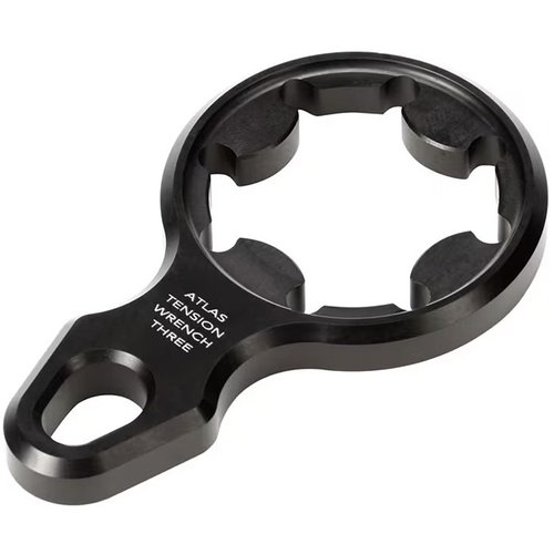 La chiave di tensione Atlas PTN-3 offre una costruzione in alluminio resistente, compatibilità con bipodi BT-46 PSR/BT-10 V8 e regolazione precisa di pan e cant.