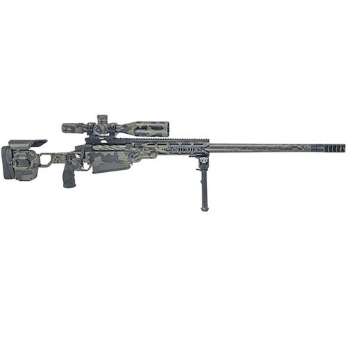 Il fucile a otturatore .50 BMG "THE ELITIST" offre precisione estrema, peso ridotto e prestazioni superiori, con una canna in fibra di carbonio da 30" e un grilletto di precisione.