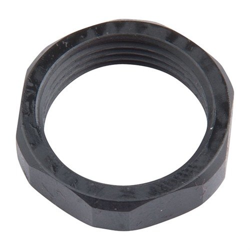 Noci esagonali di alta qualità per l'indicizzazione dei dispositivi di bocca, disponibili in acciaio nero o inox per filettature 5/8-24. Spessore .200.