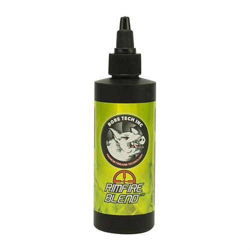 Le RIM FIRE BLEND de BORE TECH facilite le nettoyage des canons rimfire en éliminant rapidement le plomb, le carbone et les lubrifiants, tout en protégeant contre la corrosion.