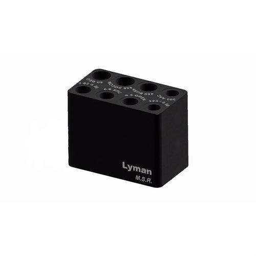 Controlla la qualità delle tue munizioni MSR con il Lyman MSR Aluminum Ammo Checker, realizzato in alluminio 6061-T6, disponibile in vari calibri.