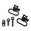 Gli QUICK DETACH SWIVELS di UNCLE MIKES offrono un sistema di sgancio rapido e bloccaggio positivo, adattandosi a carabine e fucili con facilità.