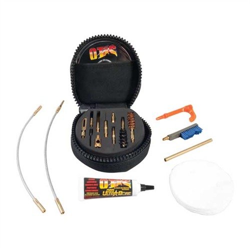 Le système de nettoyage professionnel OTIS pour pistolets 9mm inclut tout ce qu'il te faut : tiges Memory-Flex, brosse, nettoyant et outils pour un entretien rapide.