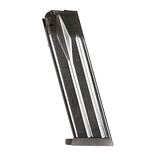 Il caricatore in acciaio H&K VP9 da 17 colpi offre durata e affidabilità, con un corpo in acciaio carbonioso e una molla in filo di cromo-silicone.