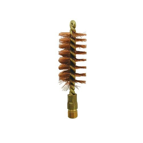 La spazzola per canne di fucile Dewey presenta setole in bronzo, nuclei in ottone e filettature standard 5/16-27, perfetta per una pulizia efficace.