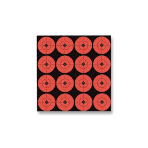 I punti bersaglio fluorescenti autoadesivi da 1,5" offrono alta visibilità con un centro nero a diamante e linee di mira, ideali per l'azzeramento dei fucili.