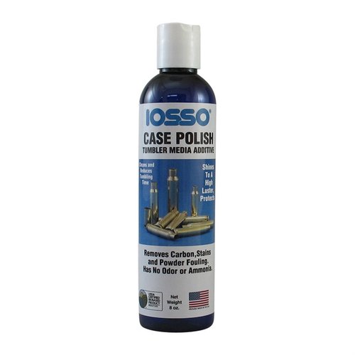 Iosso Case Polish pulisce e lucida i bossoli in ottone, rimuovendo ossidazione e incrostazioni, lasciandoli brillanti e protetti a lungo. Formula bio-based.