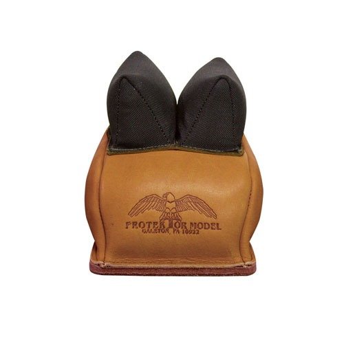 Les sacs arrière style oreilles de lapin PROTEKTOR en cuir lourd offrent stabilité et durabilité, parfaits pour le tir de précision. Remplis de sable pour un maintien optimal.