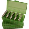 Le scatole per munizioni FLIP TOP PISTOL di MTM Case-Gard offrono una superficie resistente, impilabili, con chiusura Snap-Lok e garanzia di 25 anni, perfette per il tiro.