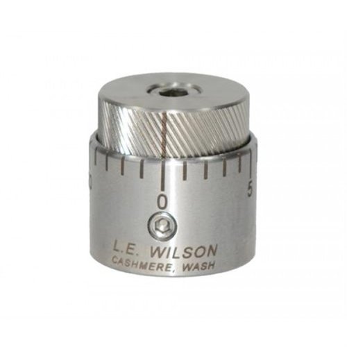 Der MICRO-ADJUSTABLE BULLET SEATER CAP von L.E. WILSON ermöglicht präzise, wiederholbare Anpassungen der Sitztiefe in .001"-Schritten für optimale Genauigkeit.