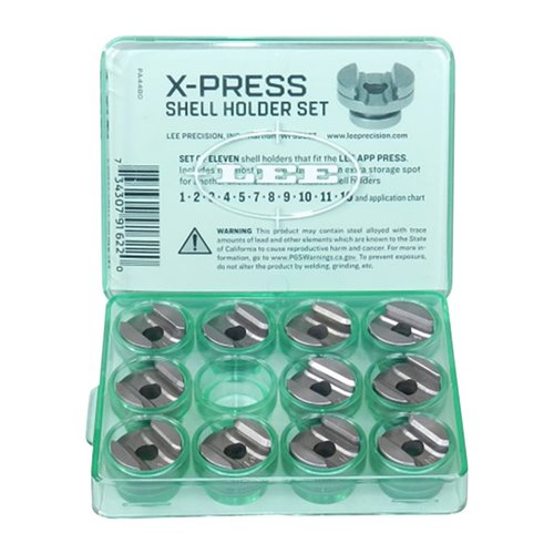 Le set X-PRESS SHELLHOLDER de LEE PRECISION comprend 11 porte-munitions populaires, compatible avec plus de 115 cartouches pour un rechargement facile.