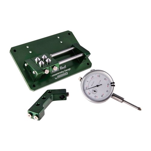 Il SLANT BED CONCENTRICITY GAUGE Redding offre un design ergonomico per una precisione ottimale, con supporto fisso e cuscinetti in acciaio inox per cartucce da 17 Hornet a 408 CheyTac.