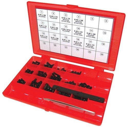 Il Master Gunsmith Screw Kit-142 offre viti di alta qualità in stile esagonale, resistenti allo slittamento, con pinzette e misuratore di filetti per un'ottima precisione.