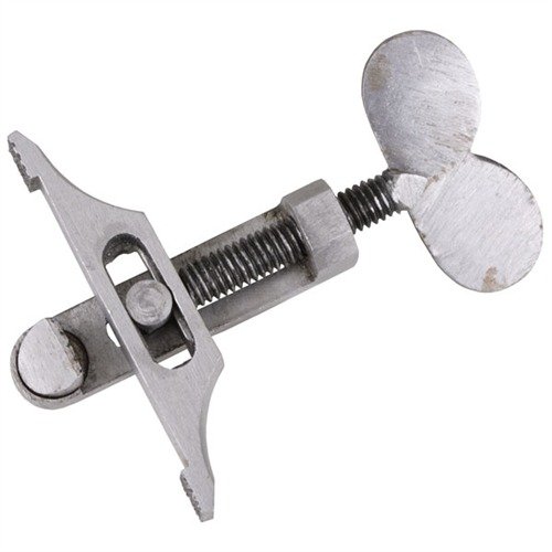 Der MAINSPRING VISE von TRACK OF THE WOLF erleichtert das Komprimieren von "V" Federn mit seinen drehbaren, einstellbaren Backen und einem breiten Drehknopf.
