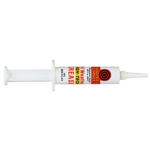 La graisse ALL-WEATHER® HIGH-TECH résiste à des températures extrêmes de -65° F à +350° F, idéale pour lubrifier les surfaces à haute friction de ton arme.